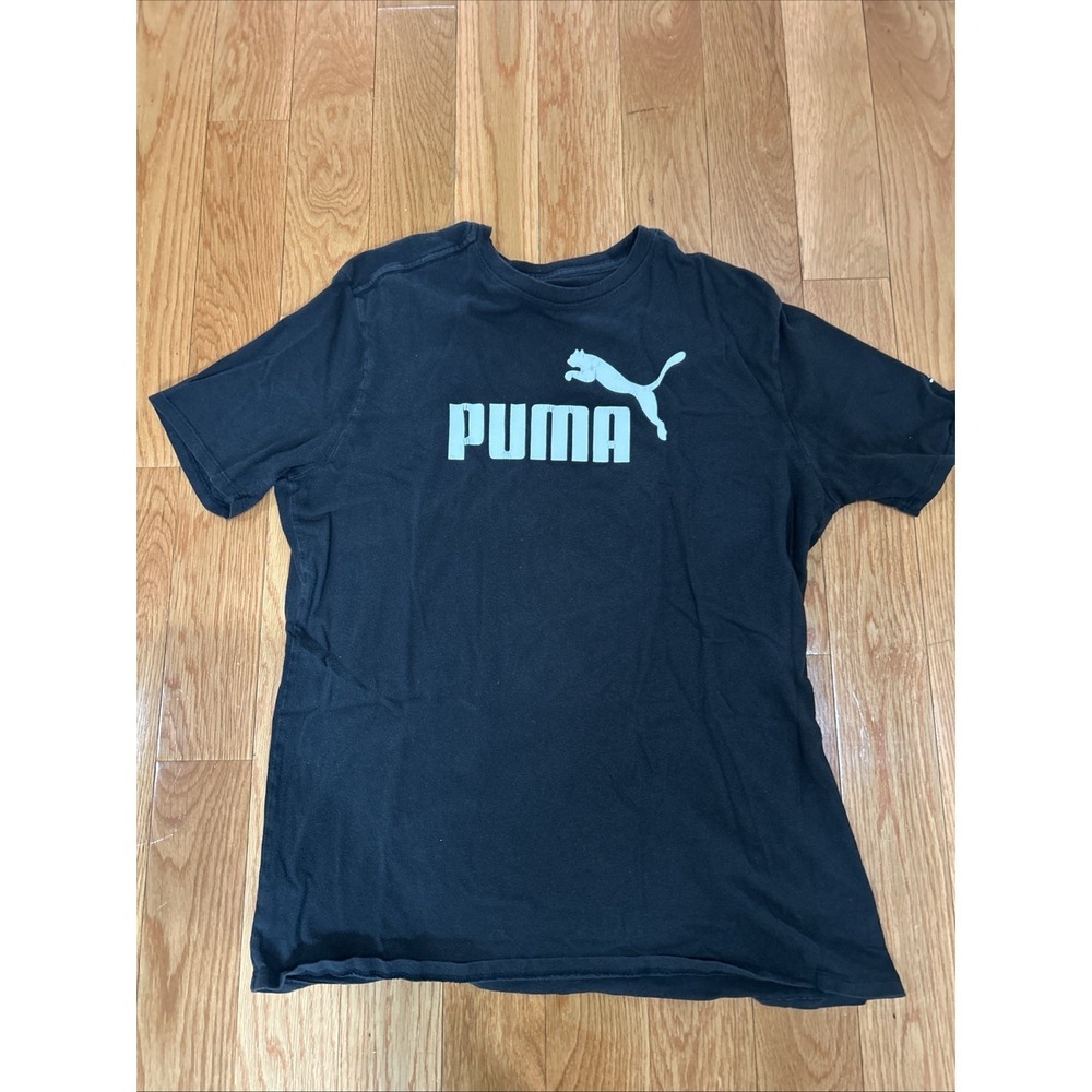 PUMA Men's T-Shirt Medium Black Logo Graphic Crew Neck Short Sleeve Casual Tee